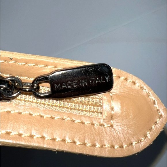 Vintage C. Valentino Handbag - Tan Leather With Black Shoulder Straps - Picture 4 of 11